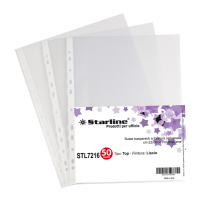 Buste forate Top liscio - 22 x 30 cm - trasparente - conf. 50 pezzi - Starline - 662221stl - 8025133102768 - DMwebShop