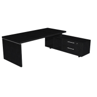 Scrivania Manager Prestige - 210 x 90 x 74 cm - con mobile servizio reversibile - nero venato - Artexport