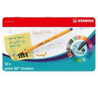 Fineliner Point 88 tratto - 0,4 mm - colori assortiti scatola metallo - conf. 50 pezzi - Stabilo - 8850-6 - 4006381493475 - DMwebShop