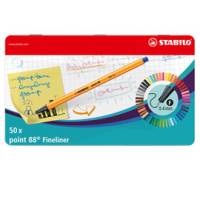 Fineliner Point 88 tratto - 0,4 mm - colori assortiti scatola metallo - conf. 50 pezzi - Stabilo - 8850-6 - 4006381493475 - DMwebShop