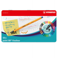 Fineliner Point 88 tratto - 0,4 mm - colori assortiti scatola metallo - conf. 50 pezzi - Stabilo - 8850-6 - 4006381493475 - DMwebShop