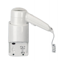 Asciugacapelli da hotel Yul Basic - aggancio laterale con presa - 20 x 10 x 22,1 cm - 1200 W - ABS - bianco - Medial International - 704001 - 8033267172021 - DMwebShop