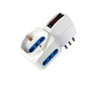 Adattatore con spina 10A verticale 2 prese bipasso 10-16A + 1 presa Schuko - Mkc 492519355