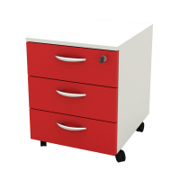 Cassettiera Rainbow - 41 x 50 x 52,2 cm - 3 cassetti - con ruote - bianco-rosso - Artexport - 17020/3T-3R - DMwebShop