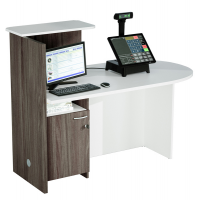 Postazione reception Concept - 145 x 83 x 117 cm - bianco-frassino toscano - Artexport