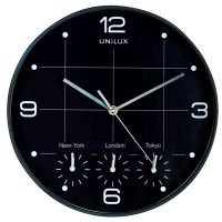 Orologio da parete 4 fusi on time - Ø 30 cm - nero - Unilux 400094567