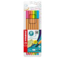Fineliner Point 88 - tratto 0,4 mm - colori assortiti neon - conf. 6 pezzi - Stabilo - 88/6-1 - 4006381493451 - DMwebShop