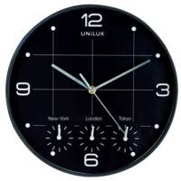 Orologio da parete On Time 4 fusi orari diametro 30 cm nero Unilux 400094567 - 9682