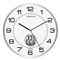 Orologio da parete Tempus con termometro diametro 30 cm bianco Unilux 400094592 - 9754