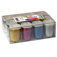 Glitter flacone grana fine 25 ml - colori assortiti - conf. 12 flaconi - Deco - 05330 - 8004957053302 - DMwebShop