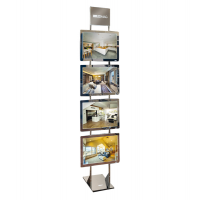 Espositore da pavimento Freestanding LEDMAG - 4 cornici magnetiche A3 retroilluminate a LED - altezza 200 cm - Tecnostyl FKIT4XA3H