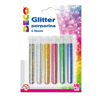 Glitter grana fine - 12 ml - colori assortiti - blister 6 flaconi - Deco - 130/GL5 - 8004957030457 - DMwebShop
