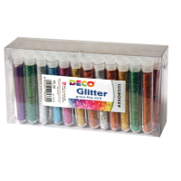 Glitter grana fine - 12 ml - colori assortiti - blister 50 flaconi - Deco