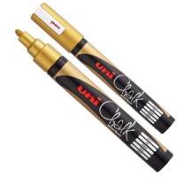 Marcatore a gesso liquido Uni Chalk Marker - punta tonda - 1,8 - 2,5 mm - oro - Uni Mitsubishi - M PWE5M ORO - 4902778222089 - DMwebShop
