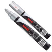 Marcatore a gesso liquido Uni Chalk Marker punta tonda 1,8,2,5 mm argento - 16758