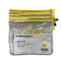 Busta a rete con cerniera gialla - PVC - A5 - 20 x 25 cm - trasparente - conf. 5 pezzi - Starline - 3301 stl - 8025133103123 - DMwebShop