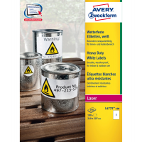 Etichetta in poliestere L4775 - adatta a stampanti laser - permanente - 210 x 297 mm - 1 etichette per foglio - bianco - conf. 100 fogli A4 - Avery