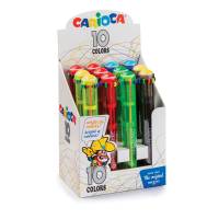 Display 12 penne a sfera automatica - 10 colori colori fluo assortiti - Carioca - 42761 - 8003511427610 - DMwebShop
