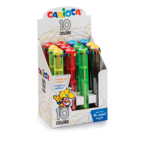 Display 12 penne a sfera automatica - 10 colori colori fluo assortiti - Carioca - 42761 - 8003511415112 - DMwebShop