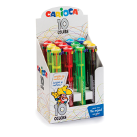 Display 12 penne a sfera automatica - 10 colori colori fluo assortiti - Carioca - 42761 - 8003511427610 - DMwebShop