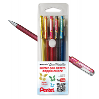 Roller gel Hybrid Dual Metallic - punta 1 mm - 5 colori assorititi - astuccio 5 roller - Pentel - 0022064 - 8006935220645 - DMwebShop