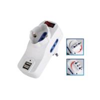 Adattatore rotante con interruttore 2 prese bipasso 2P+T 10-16A + 1 presa Schuko + 2 prese USB - Mkc - 492518058 - 8006012290103 - DMwebShop