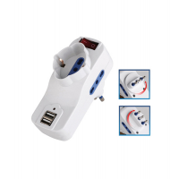 Adattatore rotante con interruttore 2 prese bipasso 2P+T 10-16A + 1 presa Schuko + 2 prese USB - Mkc - 492518058 - 8006012290103 - DMwebShop