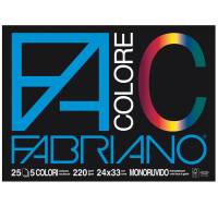 Blocco FaColore - 24 x 33 cm - 25 fogli - 220 gr - 5 colori - conf. 5 pezzi - Fabriano - 65251524 - 8001348161431 - DMwebShop
