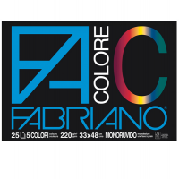 Blocco FaColore - 33 x 48 cm - 25 fogli - 220 gr - 5 colori - Fabriano 65251533