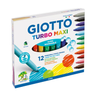 Pennarelli Turbo Maxi - punta Ø 5 mm - colori assortiti - astuccio 12 pezzi - Giotto 454000