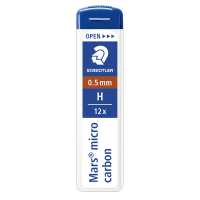 Astuccio 12 Mine Mars Micro mina 0,5 mm - gradazione H - conf. 12 pezzi - Staedtler - 250 05-H - 4007817213650 - DMwebShop