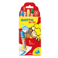Supermatitoni - Ø mina 7 mm - lavabili - colori assortiti - con temperino - astuccio 6 pezzi - Giotto Bebe - F477600 - 8000825048180 - DMwebShop