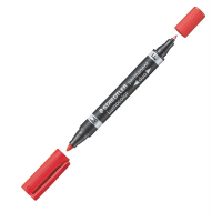 Pennarello Lumocolor Permanent Duo 348 punta feltro - punta 0,6 mm e 1,5 mm - rosso - Staedtler - 348-2 - 4007817348000 - DMwebShop