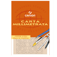 Blocco carta opaca millimetrata - 210 x 297 mm - 10 fogli - 80 gr - Canson - C200005812 - 3148954346236 - DMwebShop