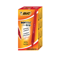 Penne a sfera a scatto Soft Feel - punta 1 mm - rosso - conf. 12 pezzi - Bic - 837399 - 70330914384 - DMwebShop