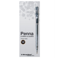 Penna a sfera a scatto - punta 1 mm - nero - conf. 20 pezzi - Starline - 5603 - 8025133018380 - DMwebShop