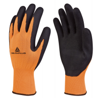 Guanti Apollon VV733 - poliestere - palmo schiuma di lattice - taglia 08 - arancio fluo-nero - Deltaplus - VV733OR08 - 3295249157432 - DMwebShop