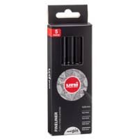 Astuccio Pin fineliner - nero - conf. 5 pezzi - Uni Mitsubishi - M PIN 5P1 - 8007404249426 - DMwebShop