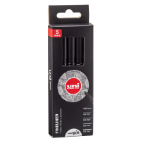 Astuccio Pin fineliner - nero - conf. 5 pezzi - Uni Mitsubishi - M PIN 5P1 - 8007404249426 - DMwebShop