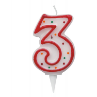 Candelina Zuccherino - numero 3 - h 8,5 cm - Big Party - CC6033 - 8020834060331 - DMwebShop