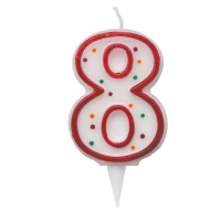 Candelina Zuccherino - numero 8 - h 8,5 cm - Big Party - CC6038 - 8020834060386 - DMwebShop