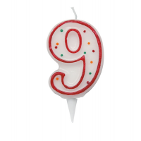 Candelina Zuccherino - numero 9 - h 8,5 cm - Big Party - CC6039 - 8020834060393 - DMwebShop