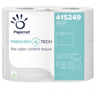 Carta igienica classica Freshen Tech - 2 veli - Ø 12,2 cm - 9,5 cm x 33,3 mt - 300 strappi - pacco 4 rotoli - Papernet - 415249 - 8024929252496 - DMwebShop
