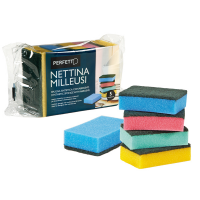 Spugna nettina Milleusi - 11 x 6,5 x 3 cm - doppio strato - colori assortiti - conf. 5 pezzi - Perfetto - 0246C - 8000957024632 - DMwebShop