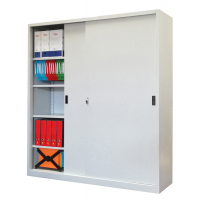 Armadio alto in metallo ad ante scorrevoli - 2 vani e 8 piani regolabili - 180 x 45 x 200 cm - grigio - Bertesi