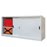 Armadio basso in metallo ad ante scorrevoli - 2 vani e 2 ripiani regolabili - 180 x 45 x 90 cm - grigio - Bertesi
