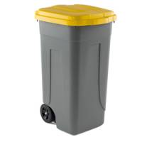 Bidone mobile - con chiusura a clip - 49 x 54 x 85 cm - 100 lt - grigio/giallo - Mobil Plastic - 100/GRC-GIA - 8004331001011 - DMwebShop
