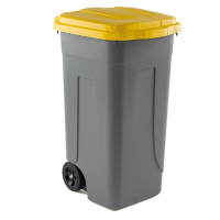 Bidone mobile - con chiusura a clip - 49 x 54 x 85 cm - 100 lt - grigio/giallo - Mobil Plastic - 100/GRC-GIA - 8004331001011 - DMwebShop