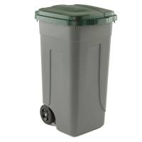 Bidone mobile - con chiusura a clip - 49 x 54 x 85 cm - 100 lt - grigio-verde - Mobil Plastic - 100/GRC-VES - 8004331001035 - DMwebShop