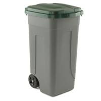Bidone mobile - con chiusura a clip - 49 x 54 x 85 cm - 100 lt - grigio-verde - Mobil Plastic - 100/GRC-VES - 8004331001035 - DMwebShop